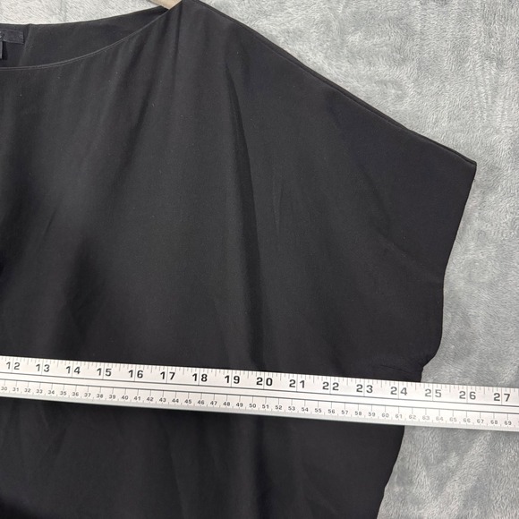 COS Boat Neck Ruched Side Black Silk Top Size 2 - Picture 11 of 14